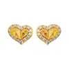 Pendientes de Corazón de Circonita Estilo Aguja de Plata Europeos y Americanos Transfronterizos, Pendientes Versátiles de Moda de Nicho para el Trabajo, Pendientes de Estilo Palacio Retro para Mujer