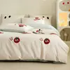 Estilo Dibujo Animado Lindo Otoño e Invierno Algodón de Fibra Larga 100S Cepillado Juego de Cama de Cuatro Piezas Funda de Edredón de Algodón Puro Sábana de Cama de Algodón Bordada