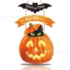 Decorações de Porta Populares de Halloween Transfronteiriças: Fantasma, Abóbora, Gato Preto, Placa Decorativa de Guirlanda para Porta da Frente de Madeira de Halloween