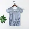 Camiseta de manga corta de encaje para mujer, estilo japonés y coreano Mori, camiseta interior, hilo 40 tejido, modal, color liso, ajuste ceñido, cuello en V