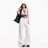 Jeans Flare Simples de Cor Sólida Laranja Juvenil para Mulheres, Caimento Solto, Emagrecimento, Respirável, Casual, Versátil, Calça de Comprimento Total