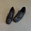 Versión de Piel de Vaca~Mocasines Planos con Borlas Retro para Mujer Punta Cuadrada Slip-on Estilo Británico Zapatos Pequeños de Piel Zapatos de Corte Profundo