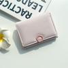 Billetera de Mujer con Botón a Presión de Flor Ins Hebilla de Moda con PU Corta Triple Monedero para Mujer Billetera Delgada Dulce Fresca