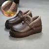 Jie zhou 2026 Otoño Nueva Llegada Piel de Vaca de Primera Capa Estilo Retro Suela Gruesa Birkenstock Zapatos de Algodón con Piel Slip-on Cálidos para Mujer