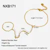 Cadena de mano multicapa de acero inoxidable impermeable con conexión integrada, cadena de mano geométrica de circonita marquesa chapada en oro de 18 quilates