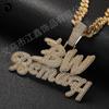 Collar Hip-Hop de Moda y Creativo con Incrustaciones de Cobre y Zircón Bicolor de Doble Fila con Diamantes Completos y Colgante de Letra Inglesa Empalmado para Hombres y Mujeres