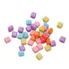 Acrílico 8mm Quadrado Furo Duplo Letras Inglesas Cor Sólida Transparente Contas de Letras Artesanal DIY Contas Soltas Material