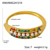 Rueda de la Fortuna Ajustable Exquisito Anillo de Dedo Pequeño de Perlas de Colores Zirconia Apertura Lateral Anillo de Dedo del Pie Anillo de Acero Inoxidable
