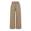 Calça cáqui pantalona para mulheres, coleção primavera/outono/inverno 2025, forrada com fleece, cintura alta, com efeito emagrecedor, caimento ajustado e estilo casual de perna reta
