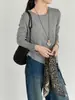 Luego, Camiseta básica de cuello redondo suelta suave y acogedora estilo coreano Long-termism para mujer, camiseta versátil casual de manga larga Y1562