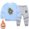 Conjunto de Suéter Grueso con Forro de Felpa para Niños Otoño e Invierno Niños Pequeños y Medianos Estilo Occidental Ropa Deportiva Casual para Niños Conjunto de Dos Piezas