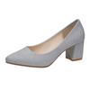Verano 2023 nuevo estilo coreano boca baja punta afilada tacón grueso tacón medio versátiles zapatos de una sola capa para mujer zapatos de club nocturno trabajo