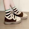 Fábrica de Zapatos Qidan Pantuflas de Algodón para Mujer Invierno Velcro Tacón de Bolsa Cálido Antideslizante Zapatos Pan Estudiantes Terciopelo Celebridad de Internet Zapatos de Algodón