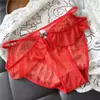 [Rojo Ancola] 880# Ropa Interior Roja Grande de Año Nuevo Malla de Encaje Seda de Hielo Ropa Interior Roja