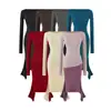 Conjunto de Top T-shirt Assimétrico de Manga Longa com Gola Canoa Estilo Desejo Puro Garota Apimentada + Saia Midi Irregular Justa ao Corpo para Mulheres