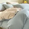 Conjunto de cama de quatro peças 100% algodão, algodão lavado, respirável, confortável, inspirado em dopamina, design vibrante color-block, disponível para dropshipping