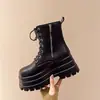 Zapatos de mujer para aumentar la altura, versátiles y adelgazantes, con suelas gruesas, de estilo británico, botines nuevos y botines de caña corta tipo Martin