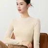 Suéter de malha sem costura com gola alta e lã fina para mulheres, peça básica slim fit para outono, suéter fino para usar por dentro ou por fora