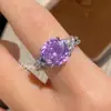 Transmisión en Vivo Transfronteriza Más Vendido Anillo Cruzado de Aguamarina Corte Milenio, Moda de Lujo Ligero Anillo de Flor de Rosa de Diamante de Alto Carbono