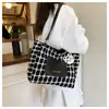 Bolso de Hombro de Gran Capacidad para Mujer Primavera y Verano 2025 Nuevo Bolso de Lona a Cuadros Versátil Niche Fashion Bolso Satchel Tote