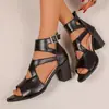 Sandalias de Tacón Grueso de Comercio Exterior para Mujer, Cómodas y Versátiles Sandalias Caladas para Dama, Nuevo Modelo para Primavera/Verano 2026 en Amazon