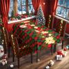 Mantel Navideño Más Vendido de Amazon al por Mayor Decoración Festiva Dorada Clásica Juego de Mantel y Fundas para Sillas Navideñas