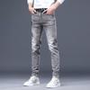 Pantalones largos casuales ajustados de verano, elásticos y combinables, para hombre, de primavera, de color claro, de alta gama, vaqueros de marca de moda para hombre, primavera