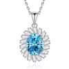 Colar de Prata Esterlina S925 Feminino Pingente Floral Água-Marinha Zircônia Branca Cravejada Completa Corrente para Clavícula Design de Nicho de Luxo Leve Atacado