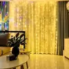 Luces LED de Cortina de Cable de Cobre para Navidad 3*3 Metros Enchufe USB con Ganchos Control Remoto Luces de Cadena Decorativas para Cortina del Hogar