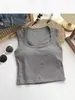 Chaleco sin mangas de cuello cuadrado para otoño e invierno con almohadillas en el pecho, top tubular blanco versátil estilo coreano para mujer