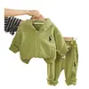 Macacão de Inverno para Bebê Inverno Novo Estilo Meninos Veludo Engrossado Equitação Bordado Com Capuz Moda Conjunto de Duas Peças Tendência Venda Direta