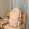 Mochila Estilo Coreano Suave y Fresca con Bordado de Letras, Amarillo Dulce y Cremoso, Adecuada para Chicas de Secundaria y Preparatoria