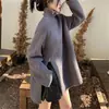 Suéter Asimétrico de Punto Medio Casual Holgado Perezoso Chic de Nicho con Cremallera Lateral Nuevo Diseño Otoño e Invierno para Mujer