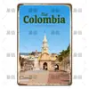Placa de Lata Decorativa Paisagem Urbana Global Europeia e Americana Transfronteiriça, Placa de Metal Retrô de Arquitetura de Cidades de Vários Países