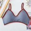 Novo Sutiã de Algodão Estilo Coreano Retro Cor Contrastante Roupa Íntima Sem Fio para Menina Top Tubinho Push-up para Seios Pequenos Anti-exposição