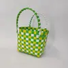 Nuevo producto: Bolsa de Picnic, Cesta de Verduras de Verano, Bolso Cuadrado Pequeño a Cuadros Coloridos de Nicho, Recuerdo, Bolso de Mano para Niños