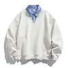 Camisa Masculina Outono Retrô Estilo Japonês Estilo Universitário Gola Camisa Falsa Peça Dupla Moletom Base Solta Camada para Sobreposição Top para Ir ao Trabalho