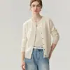 Cardigan Feminino Solto Gola Redonda 100% Caxemira Pura Outono Novo Estilo Suéter com Botões Top Peça de Roupa Exterior Camada Base de Tricô