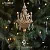 Nuevo Colgante de Lámpara de Araña con Polvo Pegajoso Dorado y Plateado Colgante de Árbol de Navidad de Cristal con Forma Especial Colgante de Alta Gama Decoración Navideña