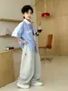 Camisa de Rayas Finas para Niños 2026 Verano Nuevo Diseño de Panda Casual Transpirable 100% Algodón para Niños Mayores
