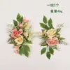 Pastel de Rosa Flor de Rosa Transfronterizo Arreglo Creativo de Eucalipto Color Caramelo Flor Artificial del Día de San Valentín Decoración de Silla para Fiesta