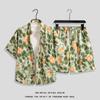 Conjunto de Seda de Gelo Masculino Camisa de Manga Curta Secagem Rápida Verão Tamanho Grande Solto Shorts Coloridos de Praia Conjunto de Duas Peças Combinando para Casal