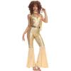 M-XL feminino 70's retro disco ball traje role-playing traje de Halloween cos terno pintura terno de couro