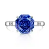 Tiktok Más Vendido Anillo de Corte Rosa Milenio Moda Elegante Simple Piedra de Color Diamante de Alto Carbono Joyería Transmisión en Vivo Dropshipping