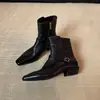 Botines retro de estilo francés con punta cuadrada para mujer, nuevos de otoño e invierno, hebilla de cuero negro, cremallera lateral, versátiles, elegantes, para commuting, botas tipo Martin