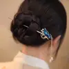 Novo grampo de cabelo borboleta com franja estilo chinês para mulheres, estilo antigo, para penteado de foto Hanfu, garfo de cabelo de metal, adorno de cabeça nicho, acessórios de cabelo