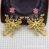 60642 Accesorios Antiguos DIY Hecho a Mano Corona para el Cabello Horquilla Tocado Material Azul Quemado Punto Libélula Mariposa 40*46mm
