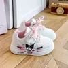 Zapatillas bajas para niñas, zapatos blancos con estampado de dibujos animados, suela suave, transpirables, con cierre de velcro, zapatillas deportivas casuales para primavera y otoño