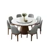Mesa y Sillas de Comedor de Pizarra y Madera Maciza de Lujo Ligero para Apartamento Pequeño en Casa Mesa Redonda Mesa de Comedor Multifuncional Moderna y Sencilla
