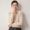Suéter 100% cachemira pura para mujer, cuello semi-alto, peso pesado de tres hilos, tejido grueso, holgado, suave y amigable con la piel, suéter básico